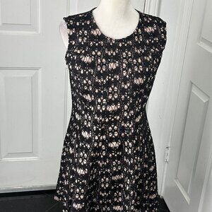 SL Fashions Black Lace Fit & Flare Dress 6 Nude Lined Cocktail Party